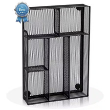 Black 12 in X 8 in Metal Mesh Desk Drawer Organizer Box with 6 Compartments for