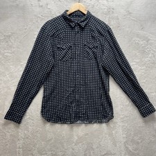 All Saints Casual Button Down Tear Drop Long Sleeve Shirt Black Cotton Medium