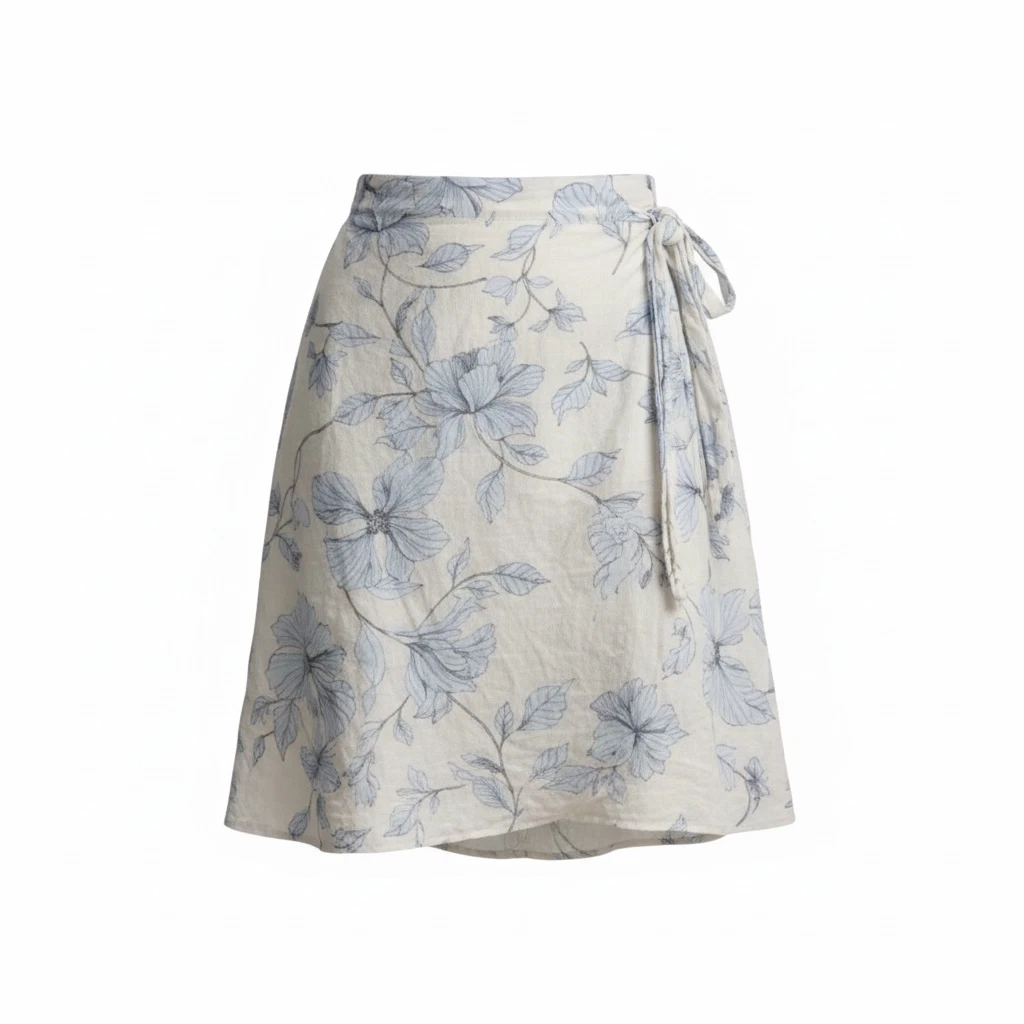 Cynthia Rowley Linen Wrap Skirt XL Midi Floral Resortwear Coastal Cottagecore