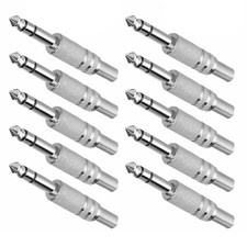10Pcs 1/4" 6.35mm Male Mono Plug Stereo Audio Cable Jack Connector Solder Type