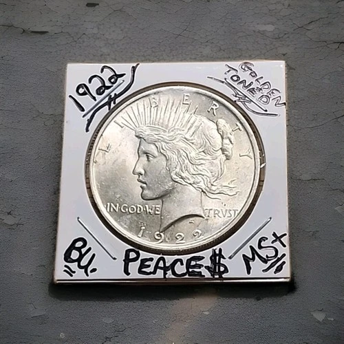 1922 Peace Silver Dollar☆☆Brilliant Uncirculated🔥Golden Toned☆☆