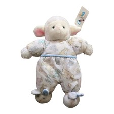 NOS Vintage Carters Prestige Plush Lamb Rattle Bunny Slippers Baby Toy 1892
