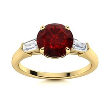 Garnet Gemstone Three-Stone Engagement Ring 925 Sterling Silver