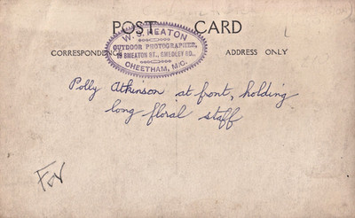 FOV Vintage Postkarte, Kinder & Maibaum, Cheetham Manchester, Polly Atkinson
