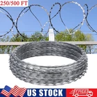250FT/500 FT Razor Wires Razor Barbed Wire Fencing Steel Razor Fence 5/10 Rolls