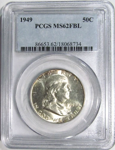 1949 FRANKLIN Silver Half Dollar PCGS MS 62 FBL
