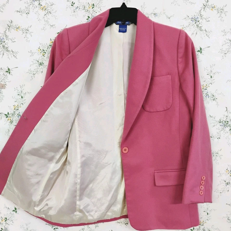 Кашемировый женский блейзер Austin Reed ярко-розовый размер 10 сделано в США  - Изображение 2 из 4