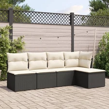 Garden Sofa Set Black, Cream