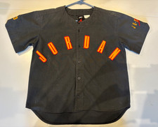 Vintage 1990s NIKE Michael Jordan Spelled Out Black Baseball Jersey Sz. M