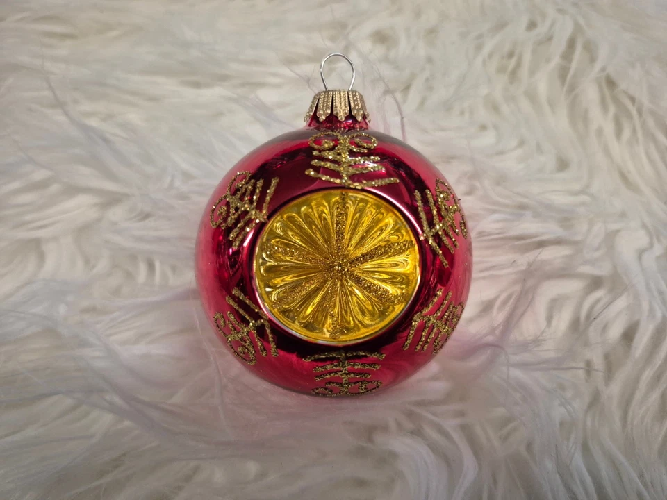 Reflex Christbaumkugel Weihnachtskugel Christbaumschmuck Krebs Lauscha rot gold - Bild 3 von 4