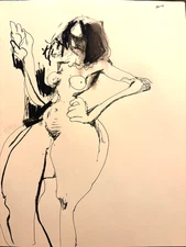 Charcoal Female Figure on Paper 11"x14" Original Signed