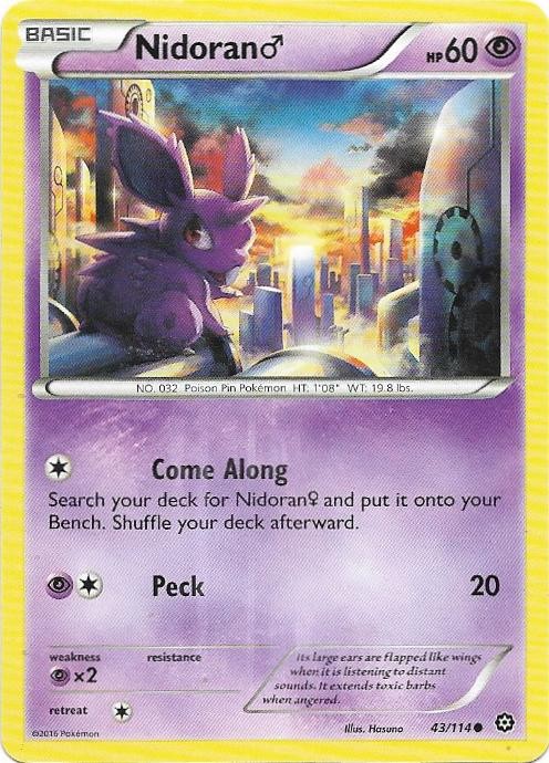 Nidoran M 43/114 Common Steam Siege Pokemon Near Mint