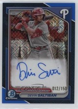 2024 Bowman Chrome Prospect Mega Box Blue Refractor /150 Devin Saltiban Auto 0c3