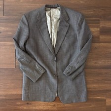 Hart Schaffner Marx Houndstooth Blazer Jacket Gray Brown Wool Sport Coat