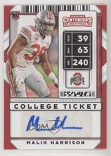 2020 Panini Contenders Draft Picks College Ticket Malik Harrison #189 Auto 1u6