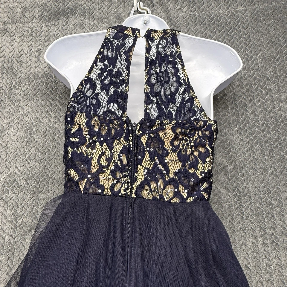 Speechless платье Junior 1 с бретелью через шею темно-синий высоты низкий официальный вечернее выпускное платье - Изображение 4 из 4