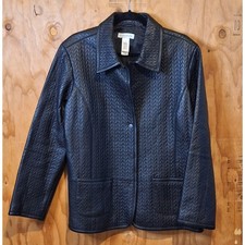 Elisabeth Leather Suit Jacket Blazer Women 1X Collared Quilted Corpcore GirlBoss