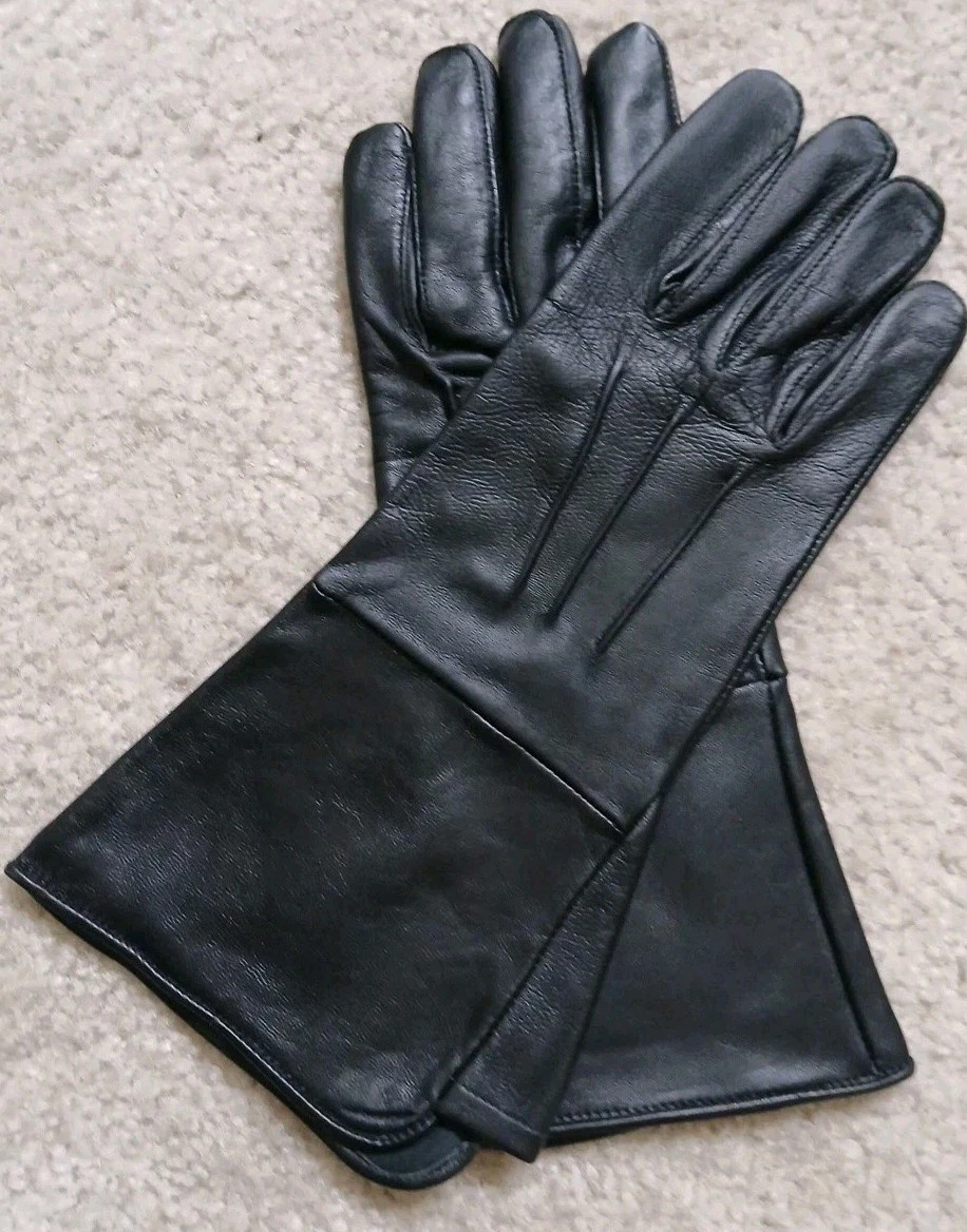 men medieval renaissance Long Arm Leather Glove Size Medium Color Black