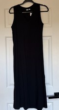 Gap Size XS Black Sleeveless Sheath Maxi Dress Silky Side Slits NWT