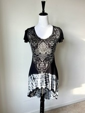 VOCAL Fleur De Lis Rhinestone Lace Tie Dye Tu...