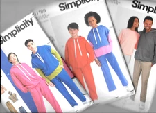 Simplicity Patterns Raglan Hoodie Pullover Pants Top UNISEX Sz XS-XL  U PICK NEW
