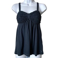 Vintage Y2K Abercrombie Fitch Babydoll Ruffled Smocked Cami Top XS Cotton Blue