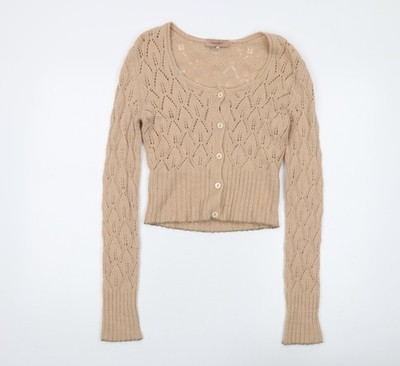 Twinset Damen Strickjacke beige S Knopf Strickpullover