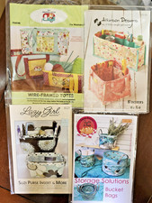 4 New Pattern Lot - Bucket Bags, Pockets to Go, Purse Inserts, Wire Frame Totes