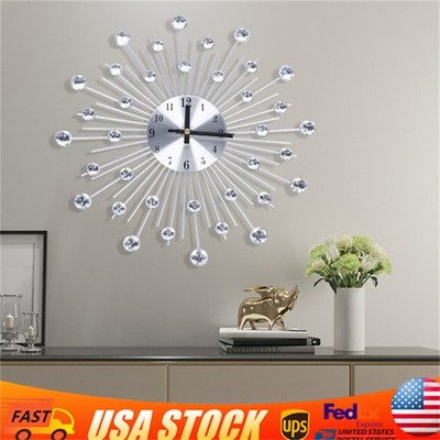 Modern Large Wall Clock 3D Metal Wall Watch Silent Home Living Room Luxury Decor