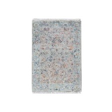 Hand Knotted Mat Rug 2'x3' Pink Ziegler Mahal Design Zero Pile Distressed 10399