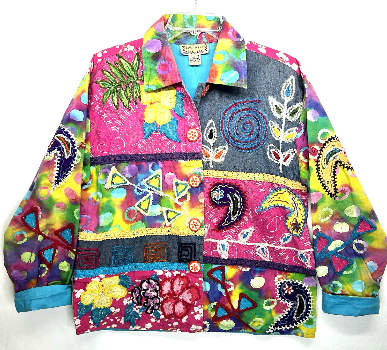 Patchwork Jacket Floral Multi Colored Embroidered… - image 1