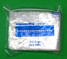 Zippit 4" x 8" Clear 2mil Reloc Poly Bags Reclosable Bag 100 Pcs Resealable 4x8