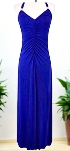 Trina Turk Maxikleid royalblau Neckholder, gerafftes Oberteil - dehnbar Gr. XSmall - Bild 2 von 3