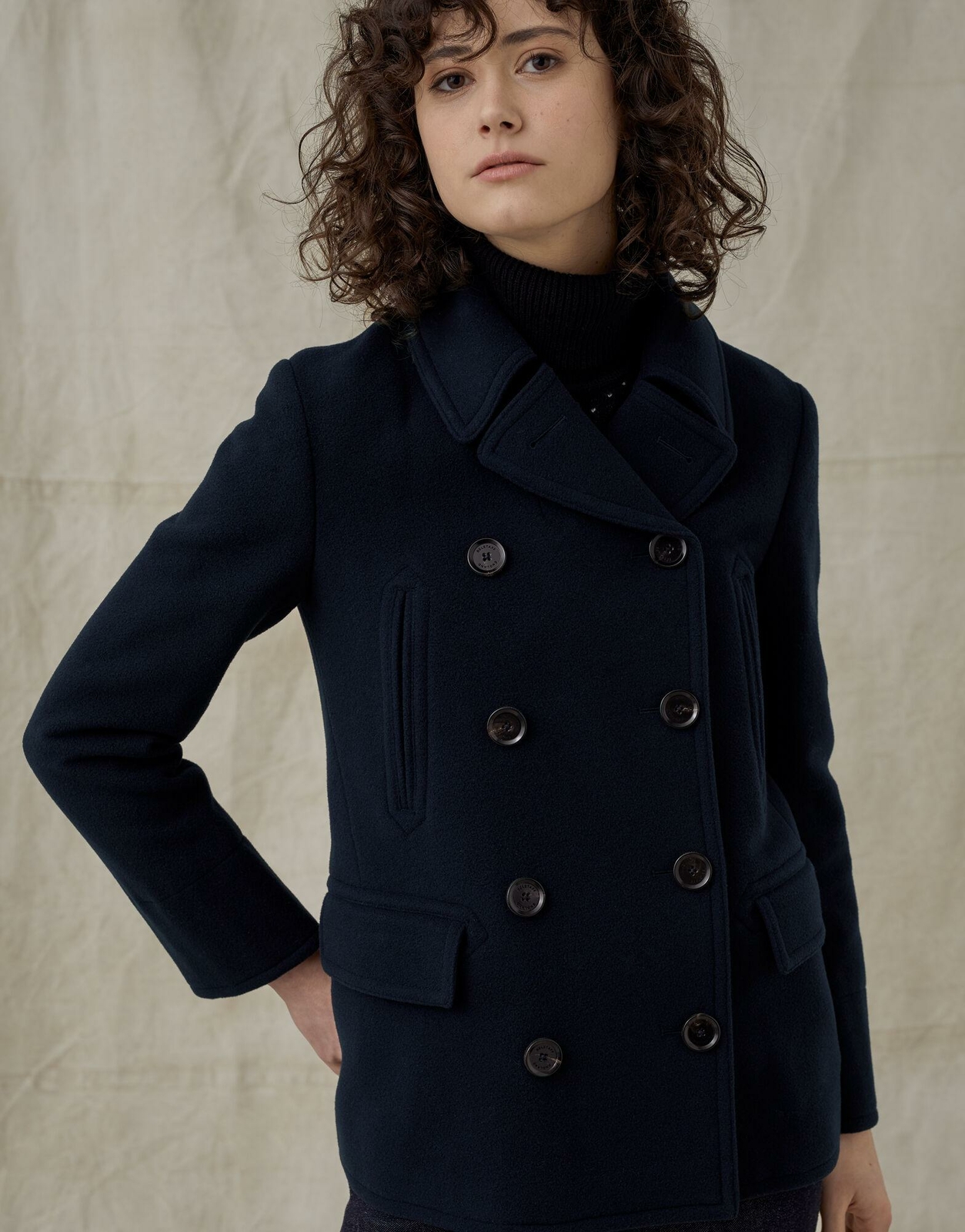 Belstaff Womens Jacket Naval Peacoat Dark Blue Wool UK8 IT40 RRP £650