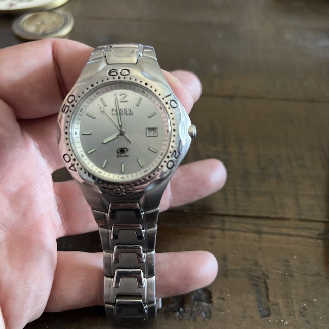 Fossil Blue Silver Dial Stainless Steel 