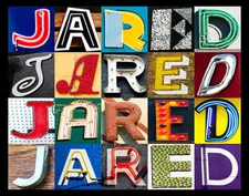 JARED Name Poster featuring photos of actual sign letters