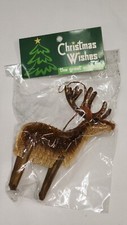 NEW Christmas Wishes The Great Outdoors Buri Straw Rattan Ornament Reindeer 5"