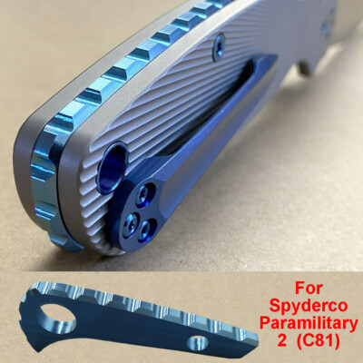 Blue Anodized Titanium Back Spacer for Spyderco Paramilitary 2  (C81)