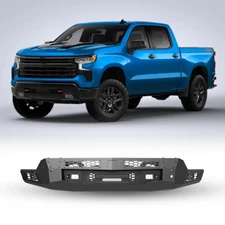 Steel Front Bumper For 2022-2025 Chevy Silverado 1500 w/Winch Plate+LED Lights