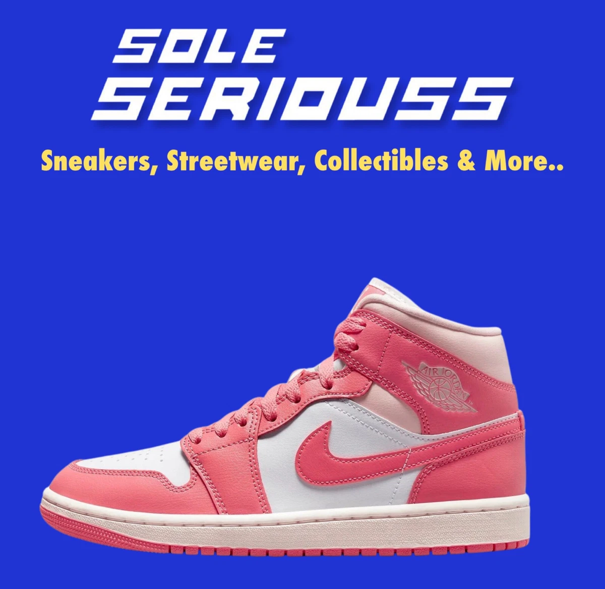Womens Air Jordan 1 Mid 'Strawberry & Cream' BQ6472-186 WMNS Adult Sneakers Shoe