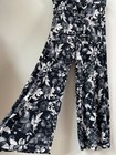 White House Black Market Womens XL Floral Wide Leg Pants Black White Stretch
