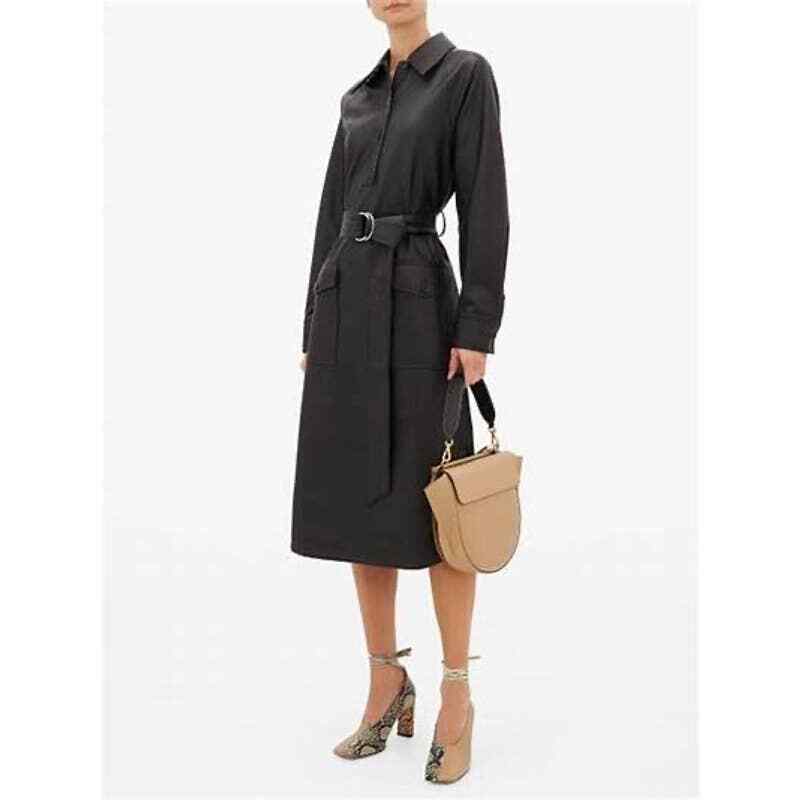 slim fit dress slacks Faux Patent Leather Sculpted Silke Skirt – Tibi Official main image 0