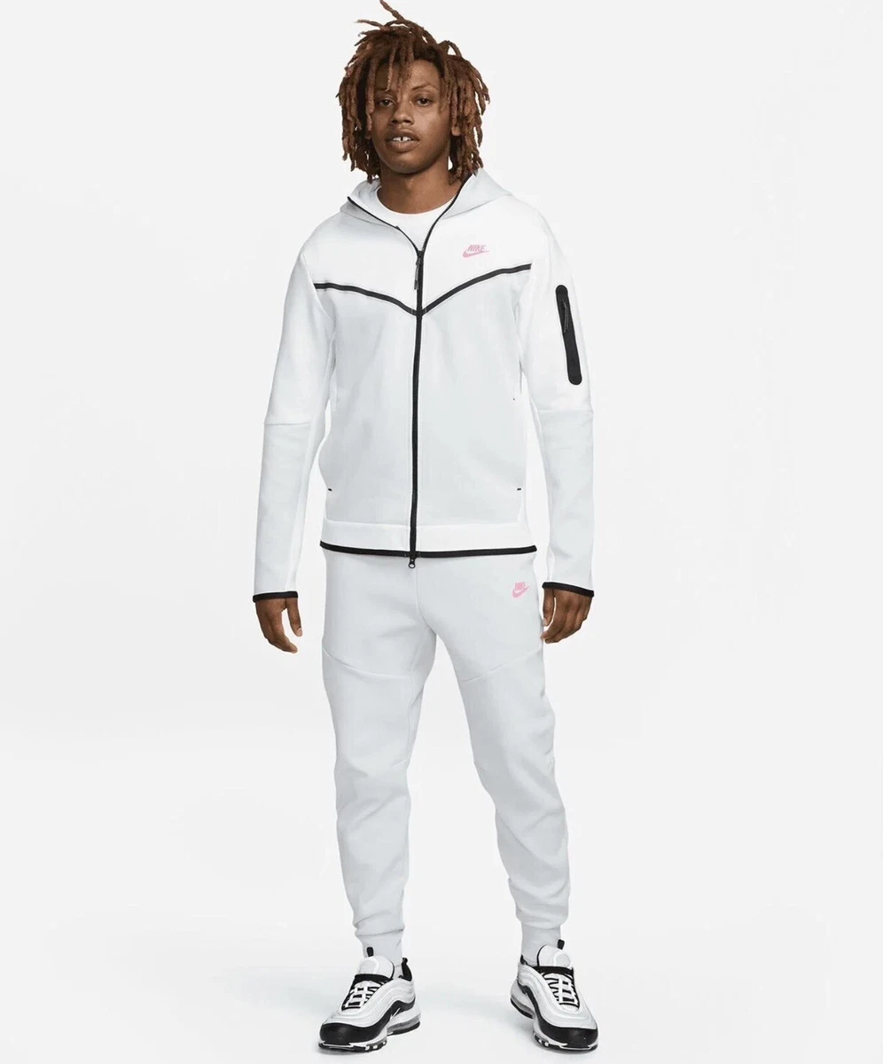 Mens Nike Tech Fleece Tracksuit Full Set White Platinum Pink Size