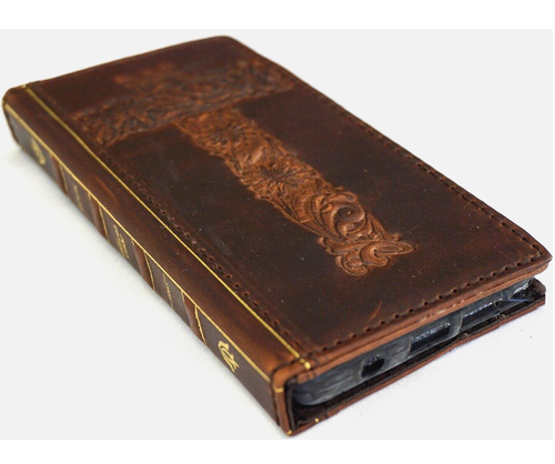 Genuine Leather Case For Iphone 15 14 13 12 11 Pro Max Wallet Book cross jesus - Picture 4 of 10