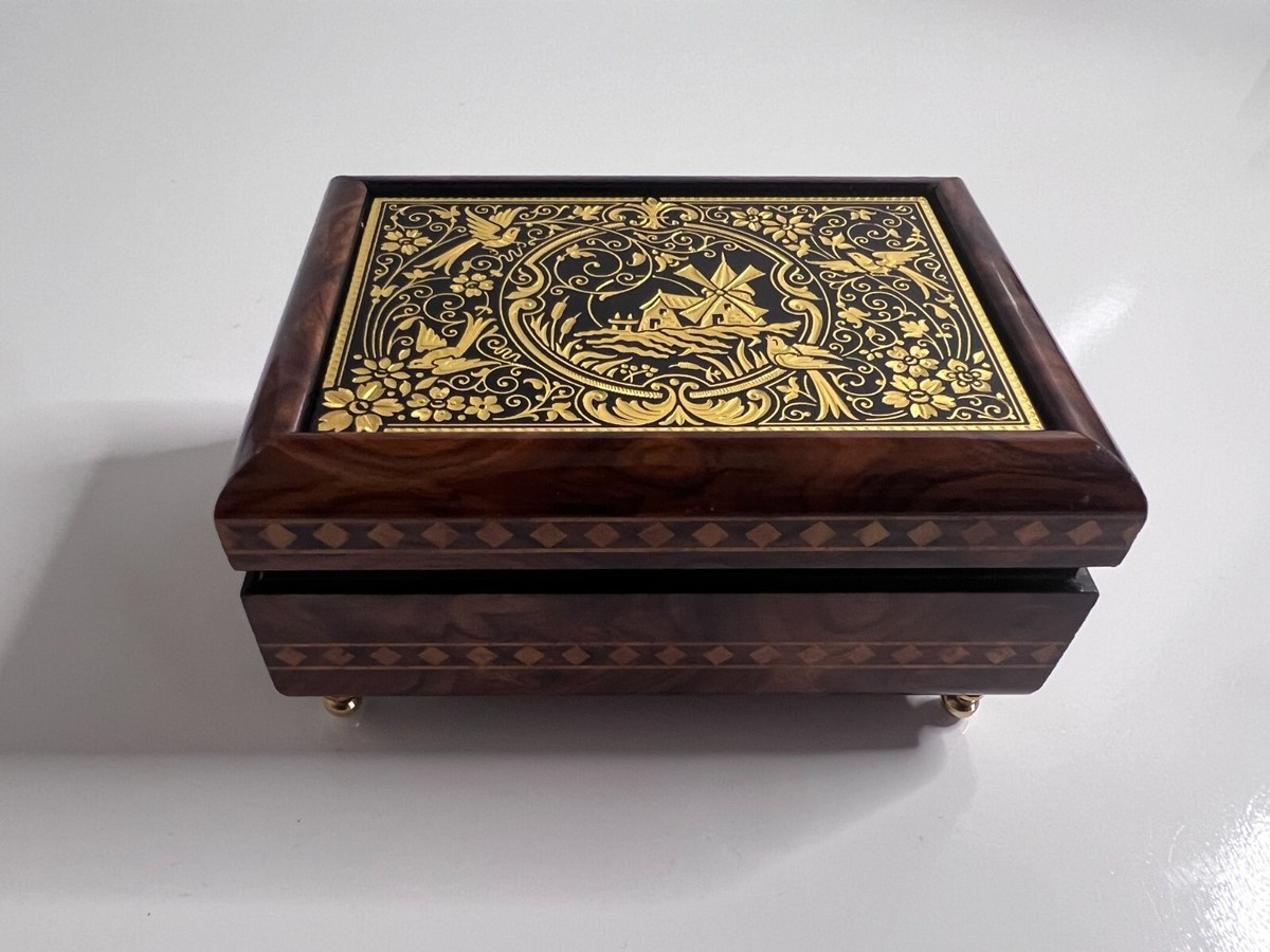 Damascene Gold Windmill Jewelry Box Toledo Spain By Manufacturas