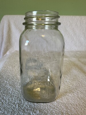 Vintage SQUARE Anchor Hocking Mason Canning Quart Jar