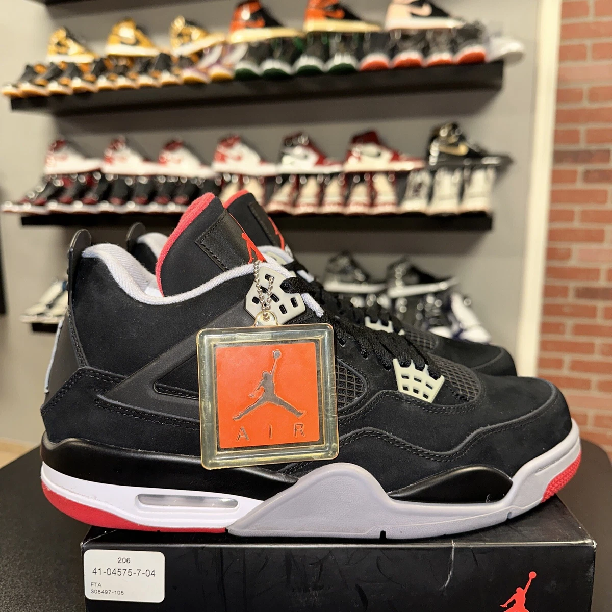 308497 089 Nike Air Jordan 4 Retro IV Black Cement Bred 2012 Size 10.5 w Box