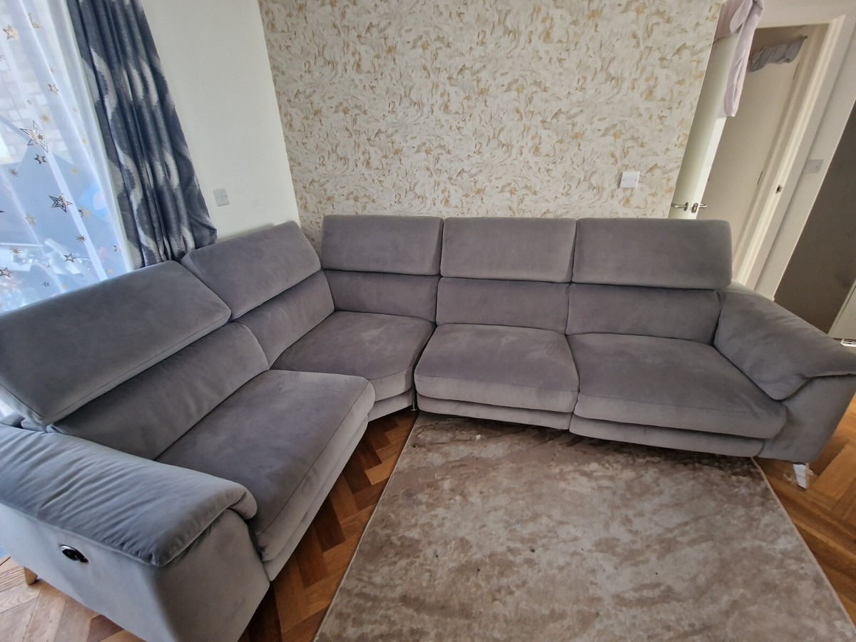DFS TAHITI Velvet silver RHF Seater Sofa Power Seat Piece