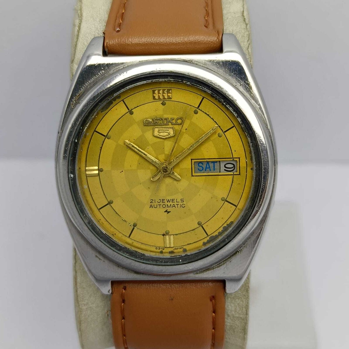 Seiko 5 Automatic 7009-8763 Day/Date Gold Dial Vintage Men's Watch