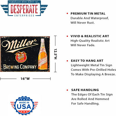 Miller Brewing Vintage Tin Sign Multi-Color | eBay
